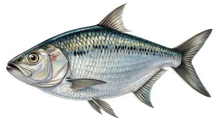 hilsa fish isolated on white background PNG. AI GENERATED