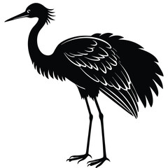 Elegant Black and White Crane Illustration