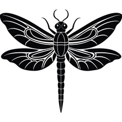 Elegant Black Dragonfly Illustration Nature Inspired Design