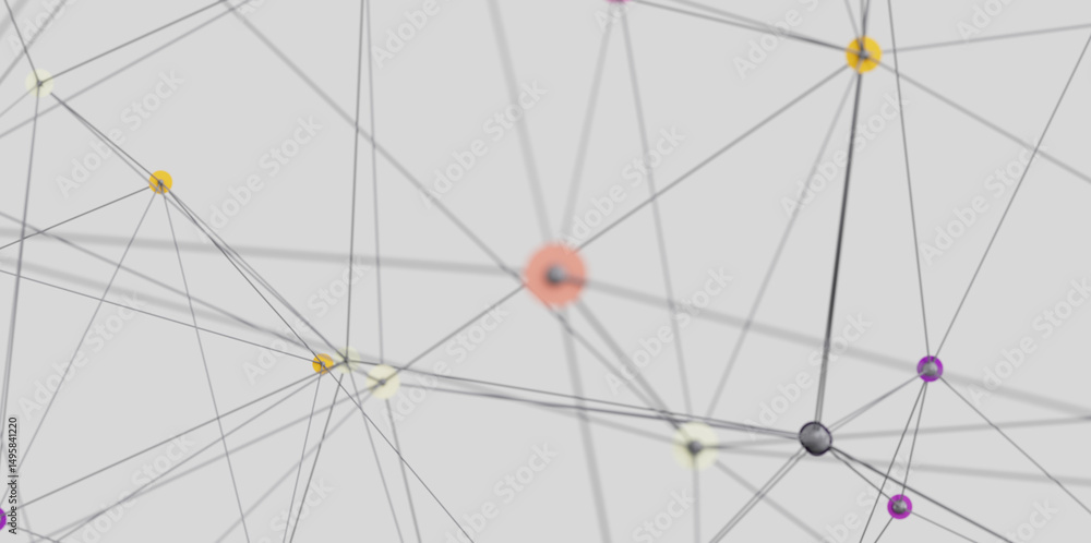 Poster Stock photo of an abstract network connection with dots and lines. Perfect for technology, connection, and networking concepts.