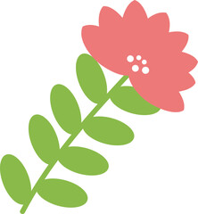 Red Flower with Leaves / 잎사귀와 함께한 붉은 꽃 일러스트