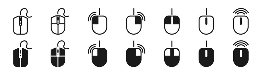 Click cursors icon set. Linear and silhouette icon.