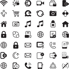 Collection of Universal Black Glyph Icons for Web and App Design