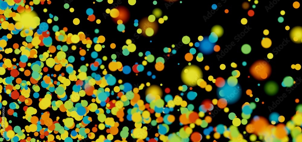 Fototapete Abstract background with colorful bubbles floating on black. Perfect for various designs.