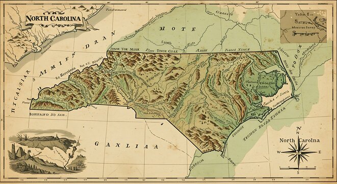 North Carolina Antique Map
