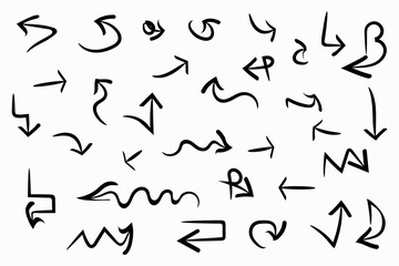 Abstract directional arrows collection in various black strokes
