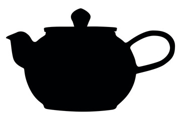 Vector art of Black teapot silhouette isolated on white background