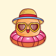 Kawaii summer sunglass and hat with swimming ring inflatable floats
