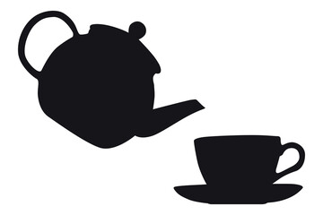 Vector art of Teapot pouring tea into a cup isolated on transparent background