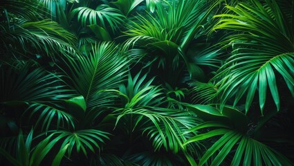 Leaves on a Green Background