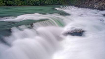 A long exposure of the Fraser River at Rearguard Falls Provincial Park, British Columbia, Canada
