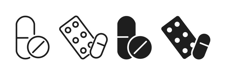 Pills icon set. pills symbol logotype. Vector