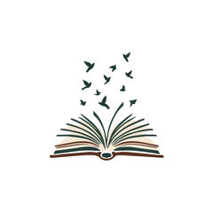 open book on white background vector illustration, company logo