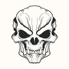 Klingon skull black and white  design