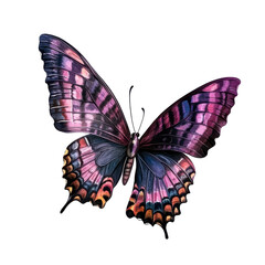 Obraz premium Vibrant Purple Butterfly with Intricate Patterns in a Natural Setting on transparent background