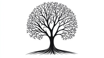 Naklejka premium Silhouetted Tree, Simple Design, White Background
