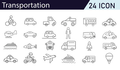 Transportation thin line icons. Editable stroke. Pixel perfect.