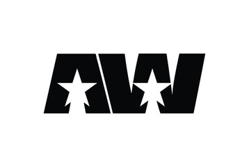 Letter A, W, AW, WA Logo Vector illustration with star - AW WA Business logo.