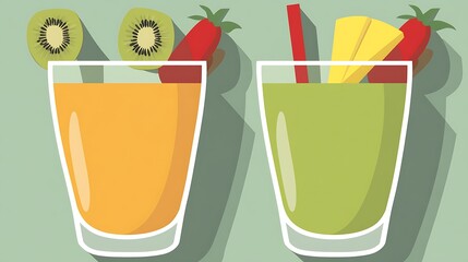 Fruit smoothies with healthy drinks.