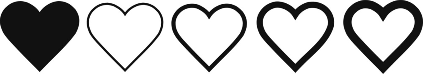 Hearts Icons Vector Set Illustration. Set of Love Symbols