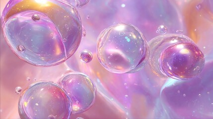 Abstract iridescent bubbles in soft pastel colors