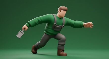 Fototapeta premium Gardener Cartoon Character Holding a Trowel Rushing Action