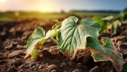 severe damage to cucumber foliage in open ground