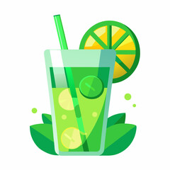 Green cocktail with straw
