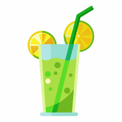 Green cocktail with straw