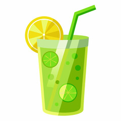 Green cocktail with straw