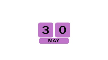 A calendar from 29th May to 30th May on a white background, marking the passing of time and the start of a new day.