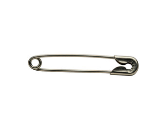 Metal safety pin isolated on transparent background