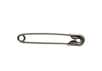 Metal safety pin isolated on transparent background