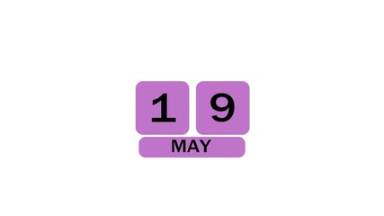 A calendar from 18th May to 19th May on a white background, marking the passing of time and the start of a new day.