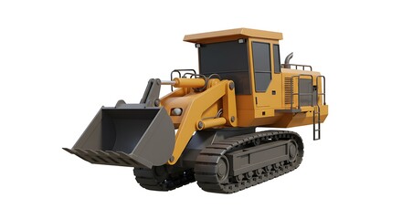 Fototapeta premium Isolated Yellow Track Loader Construction Vehicle on White