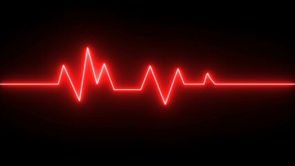 Abstract neon heartbeat signal icon. Electrocardiogram. heart pulse. Illustration of the heartbeat and pulse rate signal of an abstract neon energy.