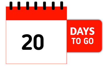 20 Days Countdown Calendar Graphic – Red & White Reminder Icon