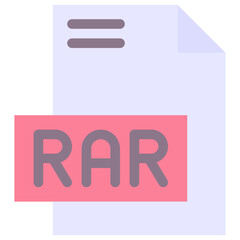 RAR File Format Vector Icon, Isolated On Abstract Background.