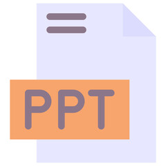 PPT File Format Vector Icon, Isolated On Abstract Background.