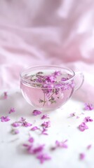 Delicate Floral Infusion in a Transparent Glass Cup