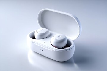 Close-up of wireless earbuds in a white charging case, offering a seamless and minimalist design with advanced technology for a superior audio experience.