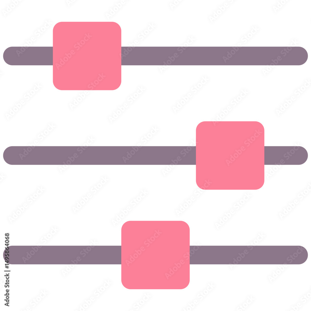 Poster equalizer, adjustment button, setting control vector icon, user interface, user experience, flat sty