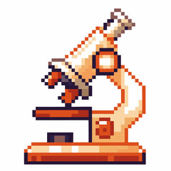 Pixel art microscope retro styled laboratory instrument for science and research concept