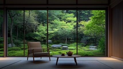 Tranquil Japanese-style room with garden view