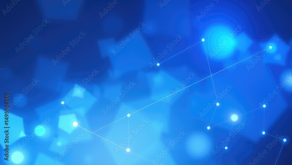 Poster blue abstract background with glowing dots and lines for technology and science design 3d rendering