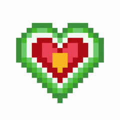 Obraz premium Pixelated heart design vibrant love symbol in retro gaming