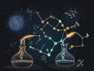 A Dynamic Reaction Pathway of Molecular Synthesis with Glowing Arrows and Energy Nodes
