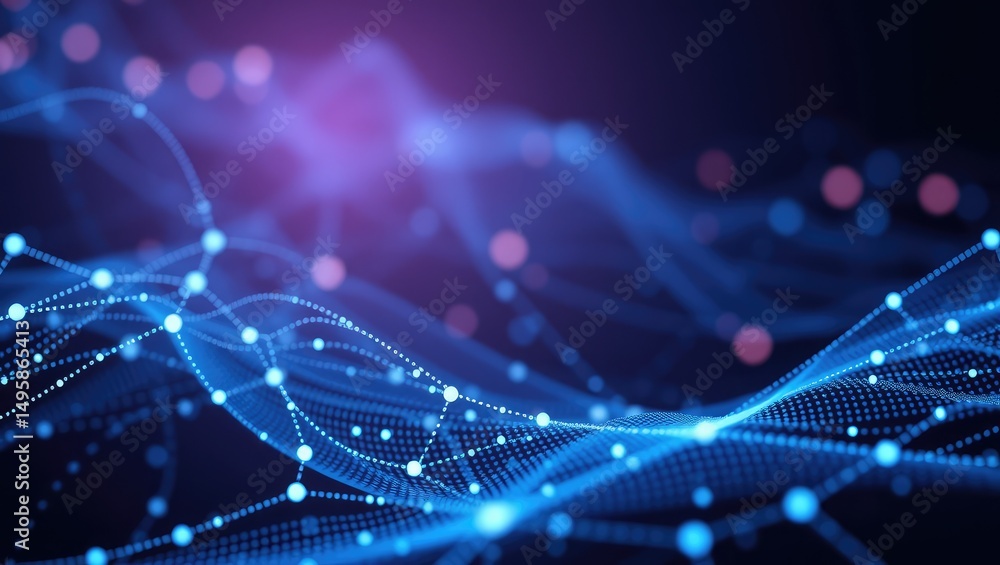 Poster abstract technology background with network connection and digital data visualization