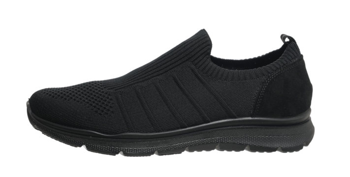 new light, flexible, anatomic black shoes, isolated on white background