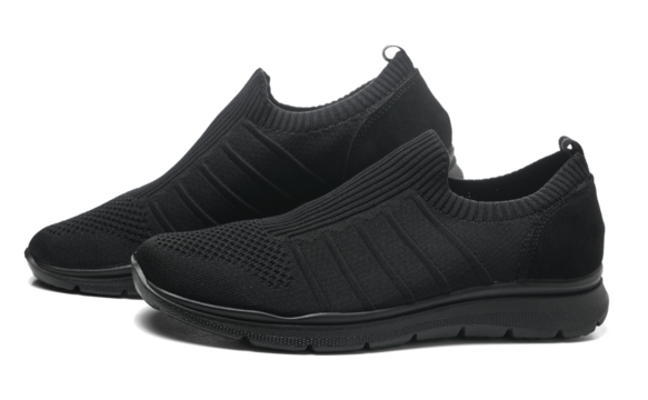 new light, flexible, anatomic black shoes, isolated on white background